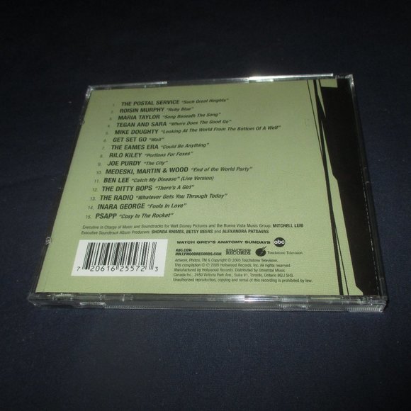 Grey's Anatomy the Original Television Soundtrack) (CD, 2005, Various Artists) - Picture 3 of 3